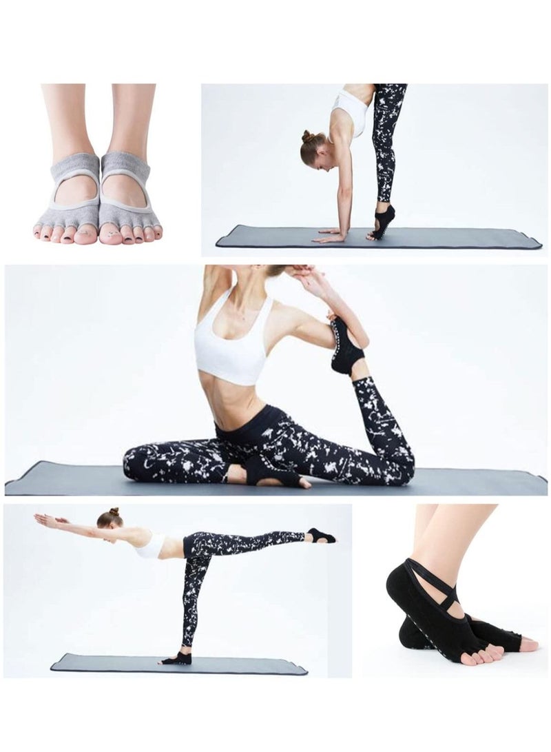 4 Pairs Non Slip Yoga Socks, Women Dress Socks Clasped Pilates Socks for Ballet Pilates Barre Dance