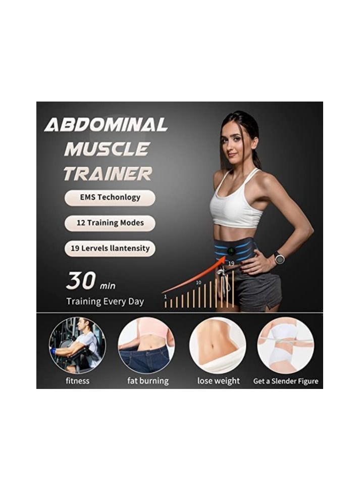 Smart ABS Stimulator Belt, Portable Abdominal Training Belt, Ab Toning Belt, for Abdomen/Arm/Leg Training, Portable Smart Fitness Workout Equipment for Women Men, Home Fitness Device