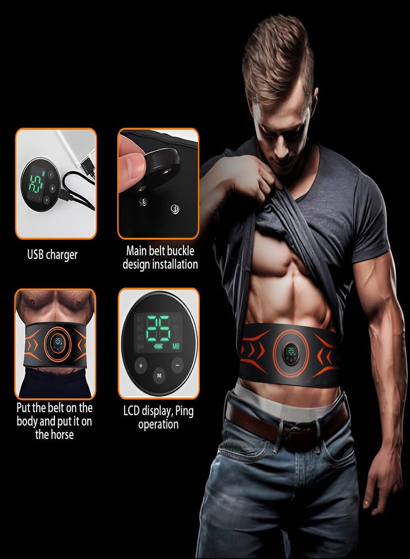 Abs Stimulator, with Figure 8 Resistance Band, Ab Machine, Fitness Workout Equipment for Men Women Abdominal Muscle Burn Fat and Loss Weight at Home, Office, Abdominal Workout Belt 24