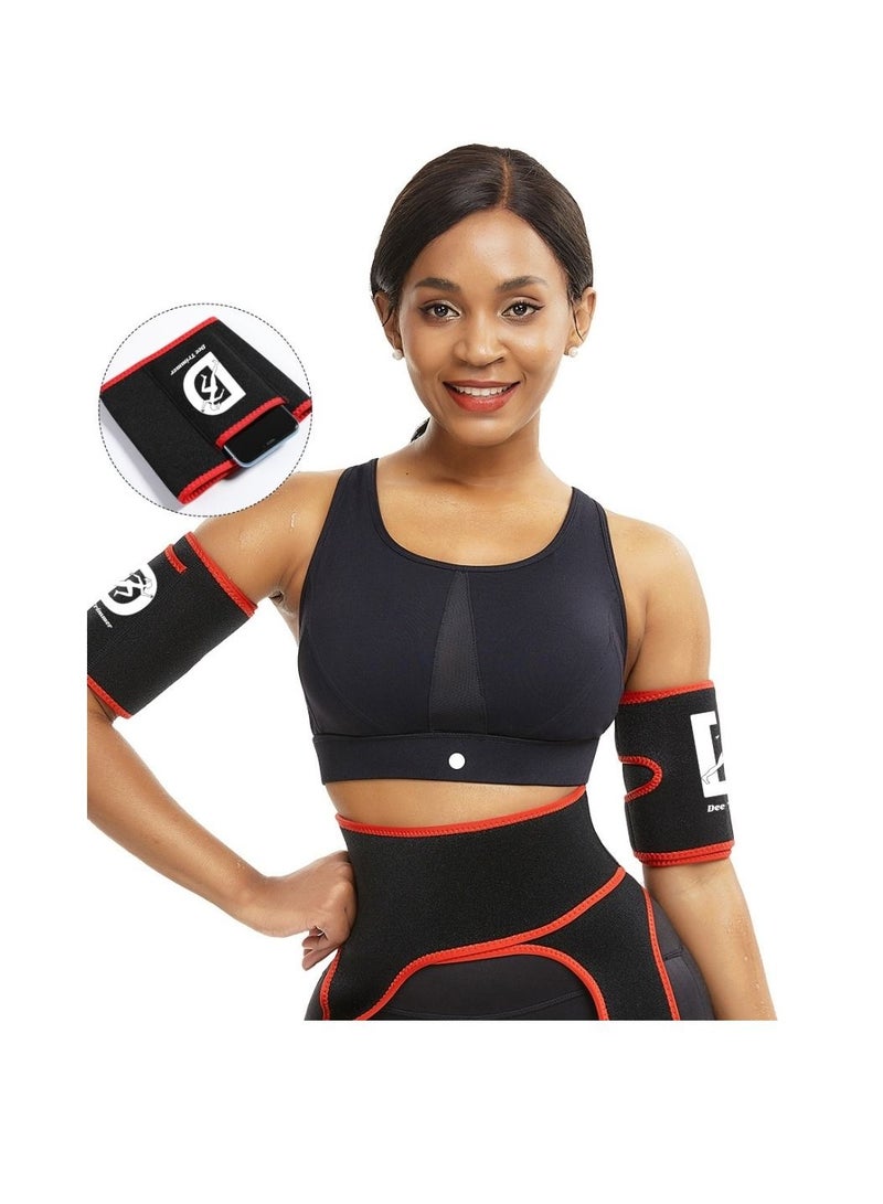 Adjustable Arm Shaper Bands for Women & Men | Sweat Bands to Reduce Cellulite, Boost Sweating & Tone Arms | Sports Workout Wraps in Red