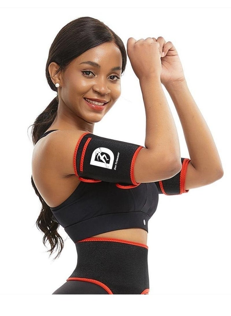 Adjustable Arm Shaper Bands for Women & Men | Sweat Bands to Reduce Cellulite, Boost Sweating & Tone Arms | Sports Workout Wraps in Red