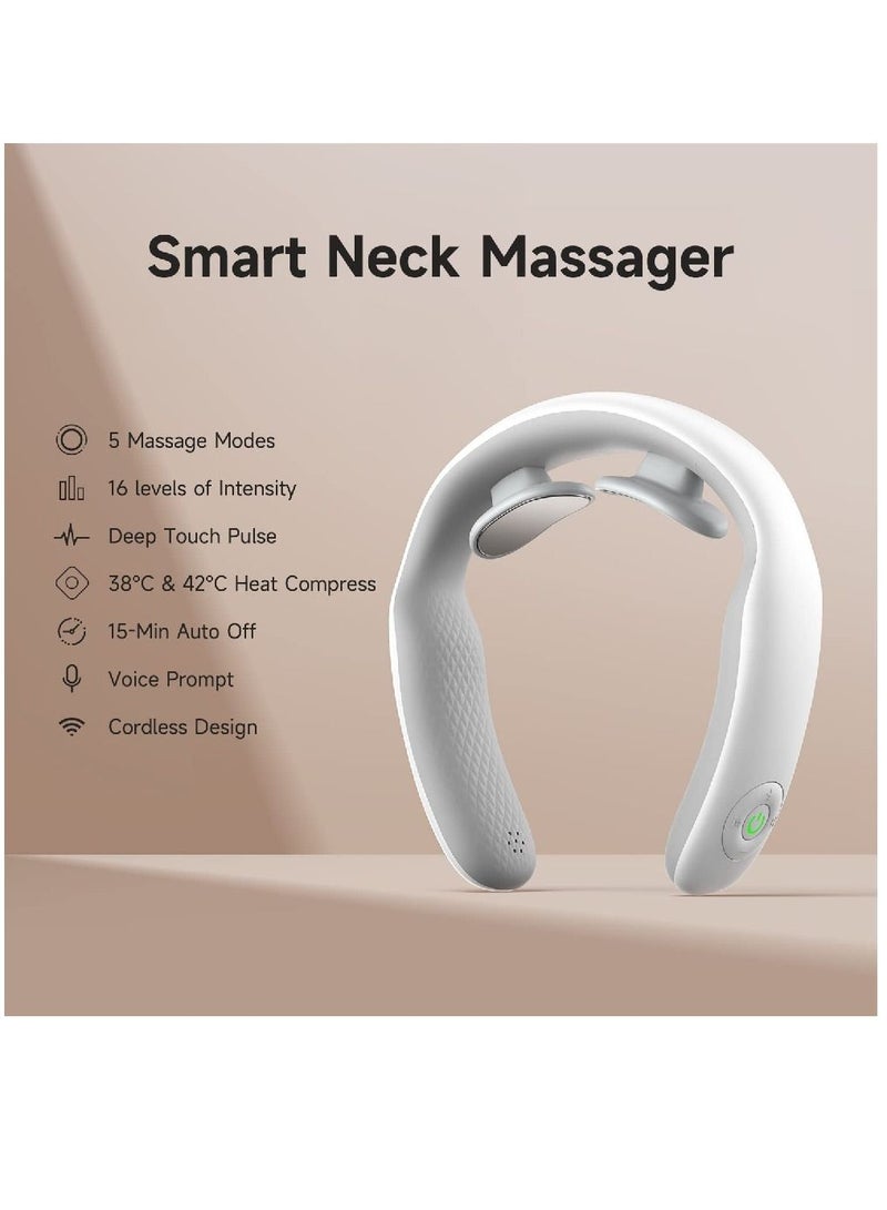 Intelligent Neck Massager With 5 Modes 16 Levels, Remote Controller, Portable Cordless Neck Massage Relax For Men Women