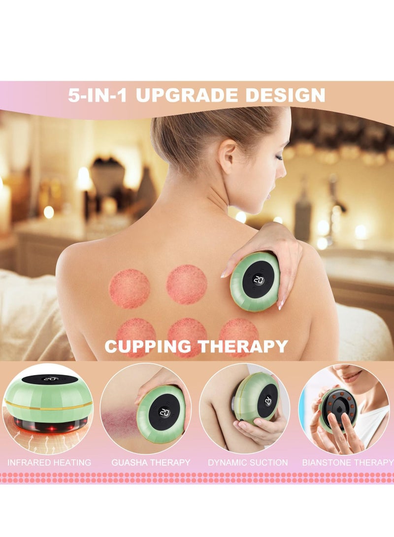 Smart Cupping Therapy Massager Set, Electric Gua Sha Scraping Massage Body Tools with 12 Levels Temperature & Suction, 5 in 1 Massage Cups for Sciatica/Muscle Pain Relief, Cellulite Massager Kit