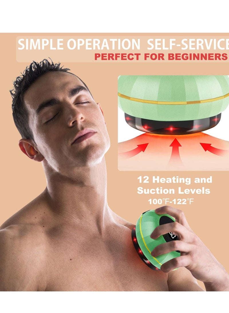Smart Cupping Therapy Massager Set, Electric Gua Sha Scraping Massage Body Tools with 12 Levels Temperature & Suction, 5 in 1 Massage Cups for Sciatica/Muscle Pain Relief, Cellulite Massager Kit