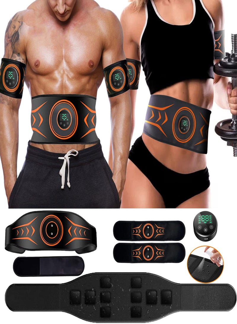 Abs Stimulator with Figure 8 Resistance Band Ab Machine Fitness Workout Equipment for Men Women Abdominal Muscle Burn Fat and Loss Weight at Home Office Abdominal Workout Belt 24