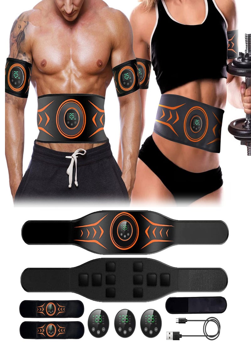 Abs Stimulator with Figure 8 Resistance Band Ab Machine Fitness Workout Equipment for Men Women Abdominal Muscle Burn Fat and Loss Weight at Home Office Abdominal Workout Belt 24