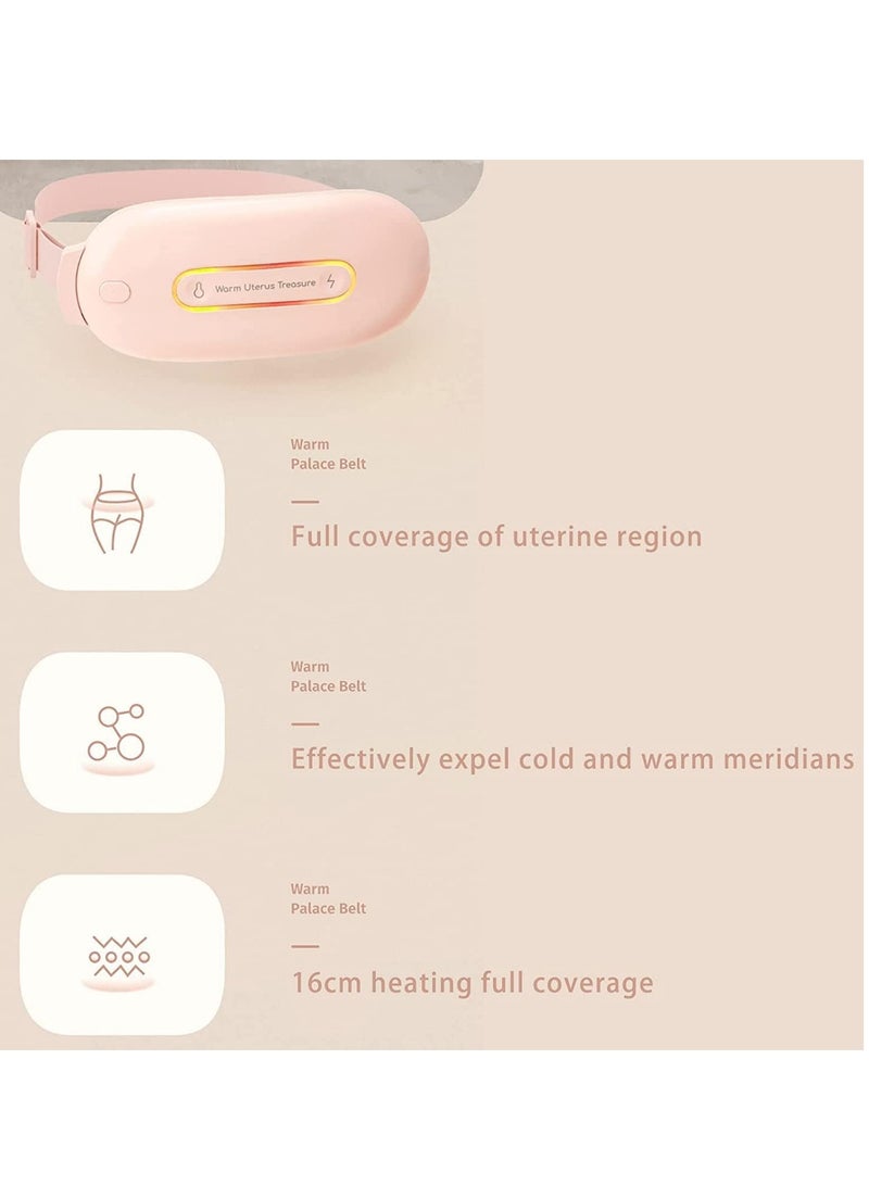 Period Heating Pad for Cramps Portable USB Cordless Heating Pad with Massager for Back Pain Relief Electric Fast Heating Wrap Belt Gifts for Women with 3 Heat and 3 Massage Modes Pink