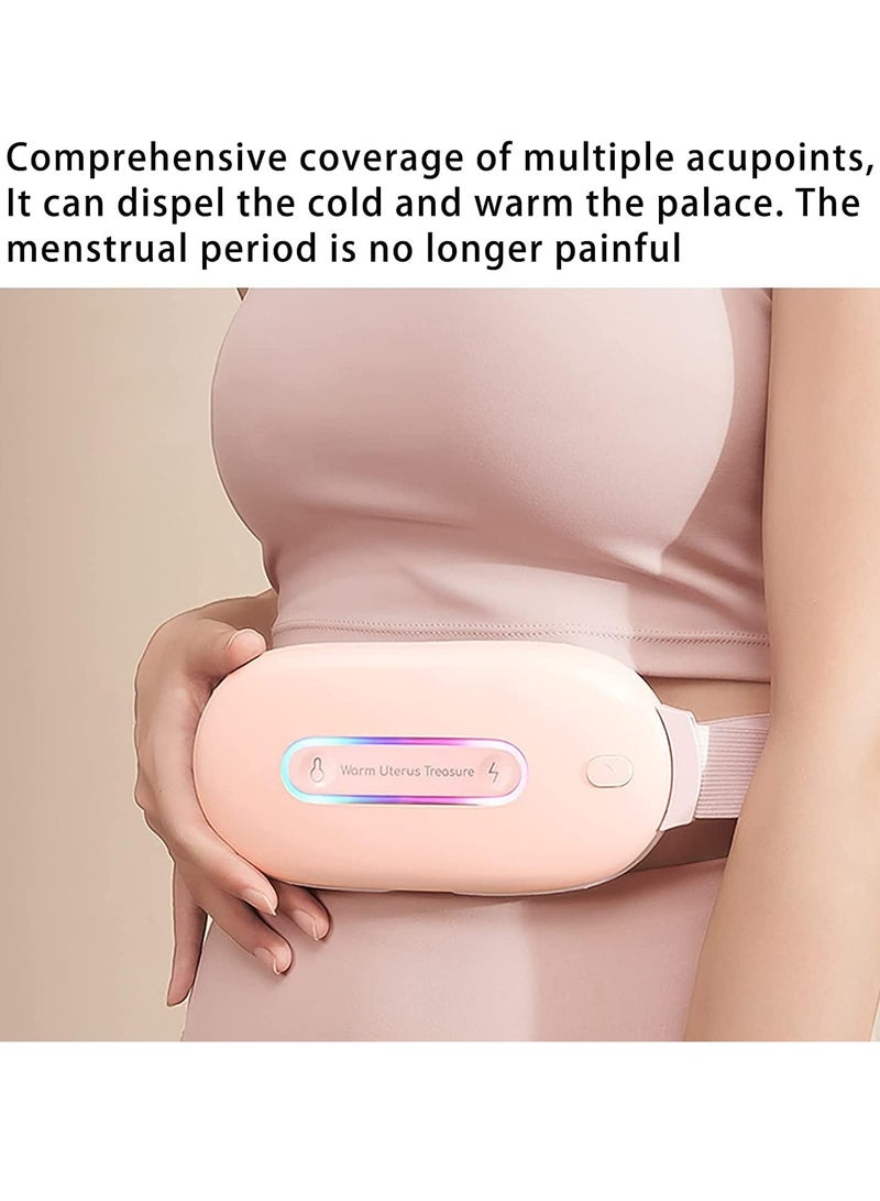 Period Heating Pad for Cramps Portable USB Cordless Heating Pad with Massager for Back Pain Relief Electric Fast Heating Wrap Belt Gifts for Women with 3 Heat and 3 Massage Modes Pink