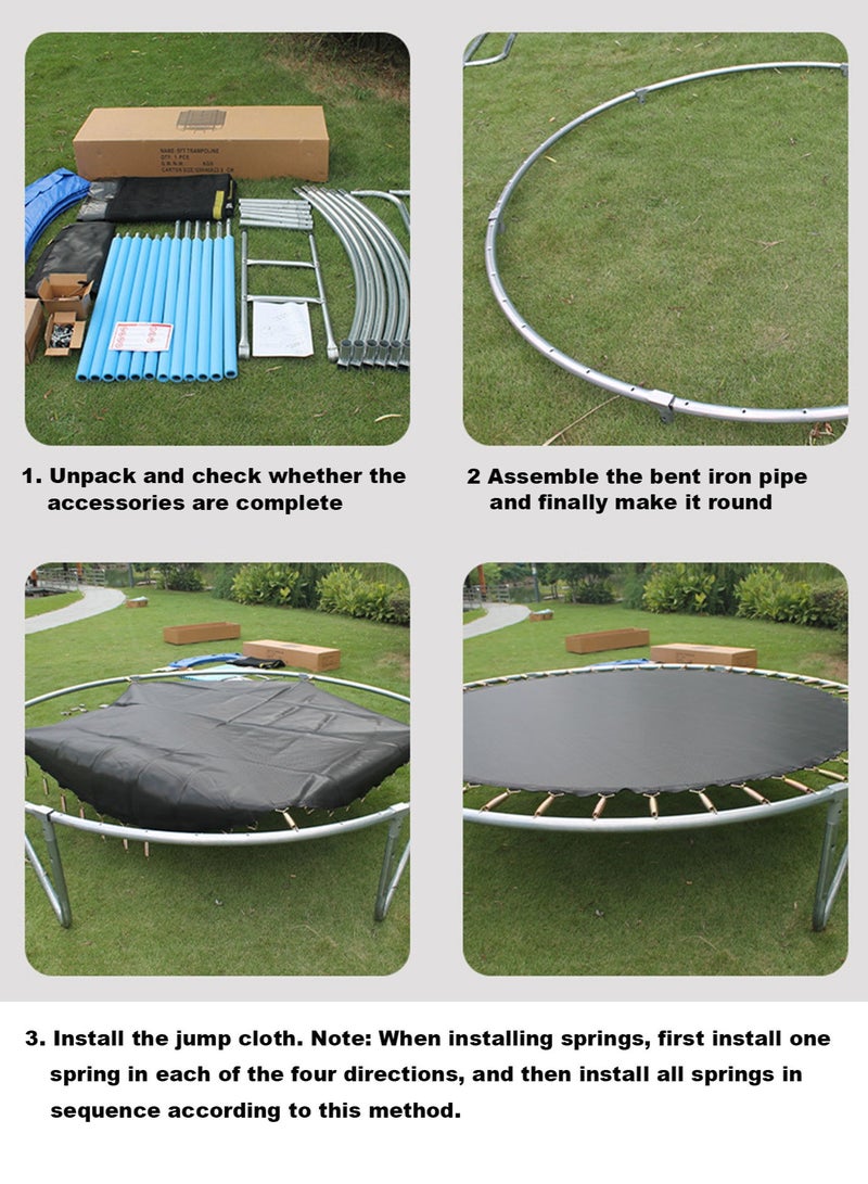 Trampoline For Kids with Safety Fence Protection Net Fitness Bounce Net Outdoor Jumping Bed Parent-child Game Fitness Equipment 8FT