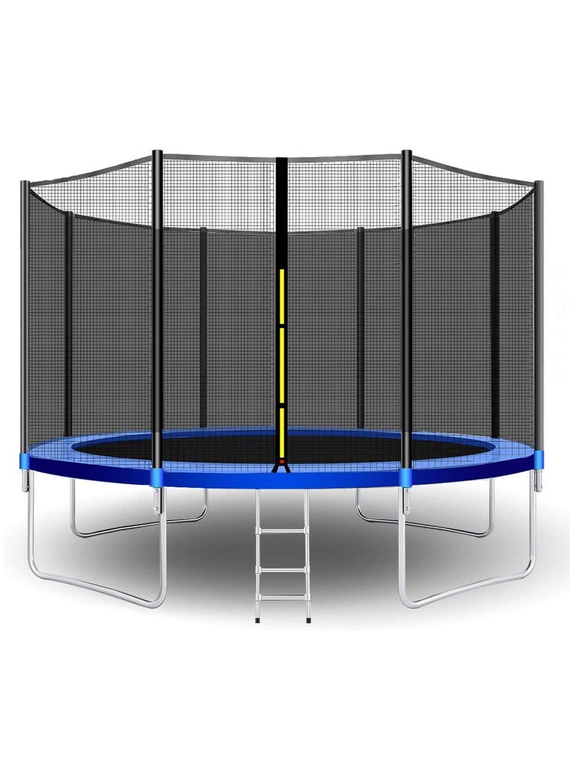 YALLA HomeGym 10Ft Trampoline with Enclosure Net  for Kids & Adults Outdoor Trampoline with Safety Net Wear-Resistant Recreational with Ladder