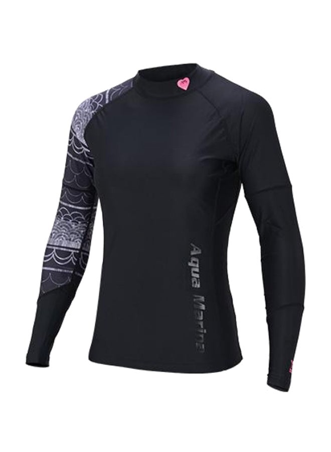 ILLUSION-Women's Rashguard LS(BLACK Print) - L