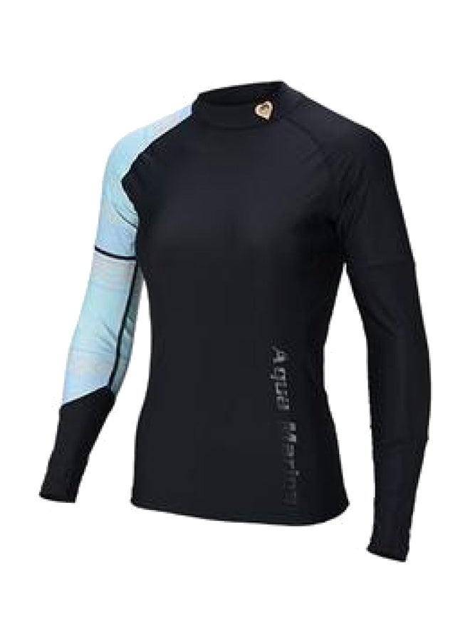 ILLUSION-Women's Rashguard LS(BLUE Print) - S