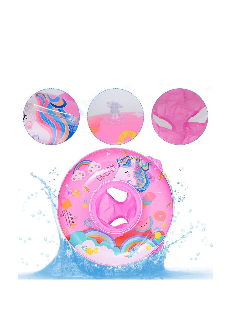 Baby Swimming Float, Swimming Inflatable Ring for Kids, Cartoon Unicorn Baby Pool Float with Seat, Swimming Ring Water Toys, Helps Baby Learn to Swim, for Kids the Age Of 3-72 Months