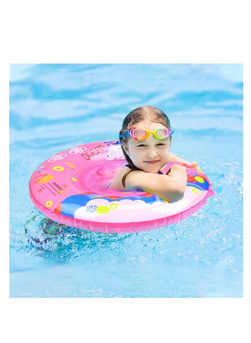 Baby Swimming Float, Swimming Inflatable Ring for Kids, Cartoon Unicorn Baby Pool Float with Seat, Swimming Ring Water Toys, Helps Baby Learn to Swim, for Kids the Age Of 3-72 Months