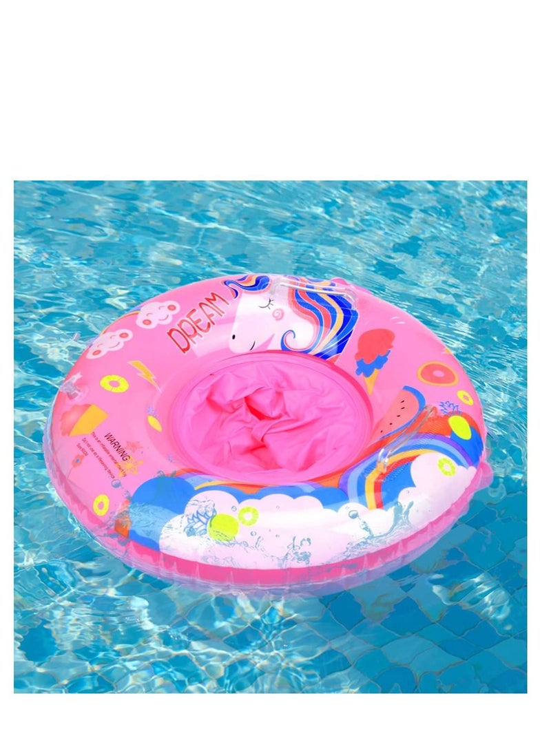 Baby Swimming Float, Swimming Inflatable Ring for Kids, Cartoon Unicorn Baby Pool Float with Seat, Swimming Ring Water Toys, Helps Baby Learn to Swim, for Kids the Age Of 3-72 Months