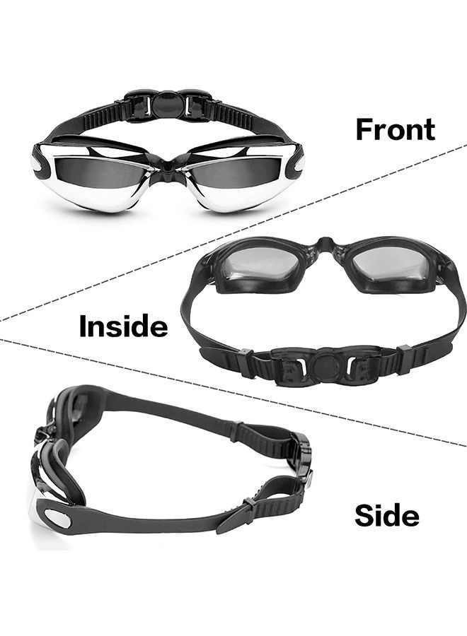 5 Pieces Adjustable Swimming Goggles Sets Anti-Leak, Anti-Fog,with Swimming Cap,Nose Clip Ear Plugs,Waterproof Bag Case , Suitable for Adult Men ,Women ,Teenagers,Beginners, Professionals