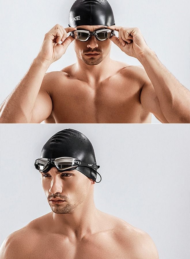 5 Pieces Adjustable Swimming Goggles Sets Anti-Leak, Anti-Fog,with Swimming Cap,Nose Clip Ear Plugs,Waterproof Bag Case , Suitable for Adult Men ,Women ,Teenagers,Beginners, Professionals