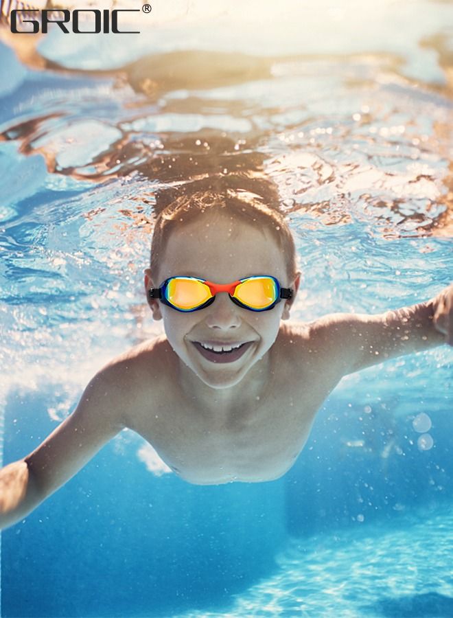 5-PCs Adults Swim Set Including Swim Goggles, Swimming Caps, Ear Plug, Nose Clip and Storage Box, Anti Fog Swim Goggles with Silicone Nose Clip Ear Plugs No Leaking for Adults