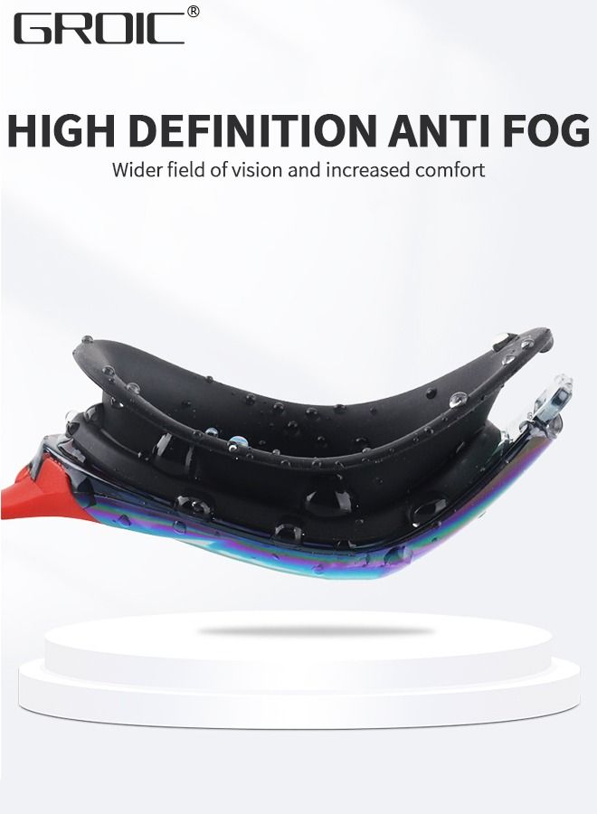 5-PCs Adults Swim Set Including Swim Goggles, Swimming Caps, Ear Plug, Nose Clip and Storage Box, Anti Fog Swim Goggles with Silicone Nose Clip Ear Plugs No Leaking for Adults