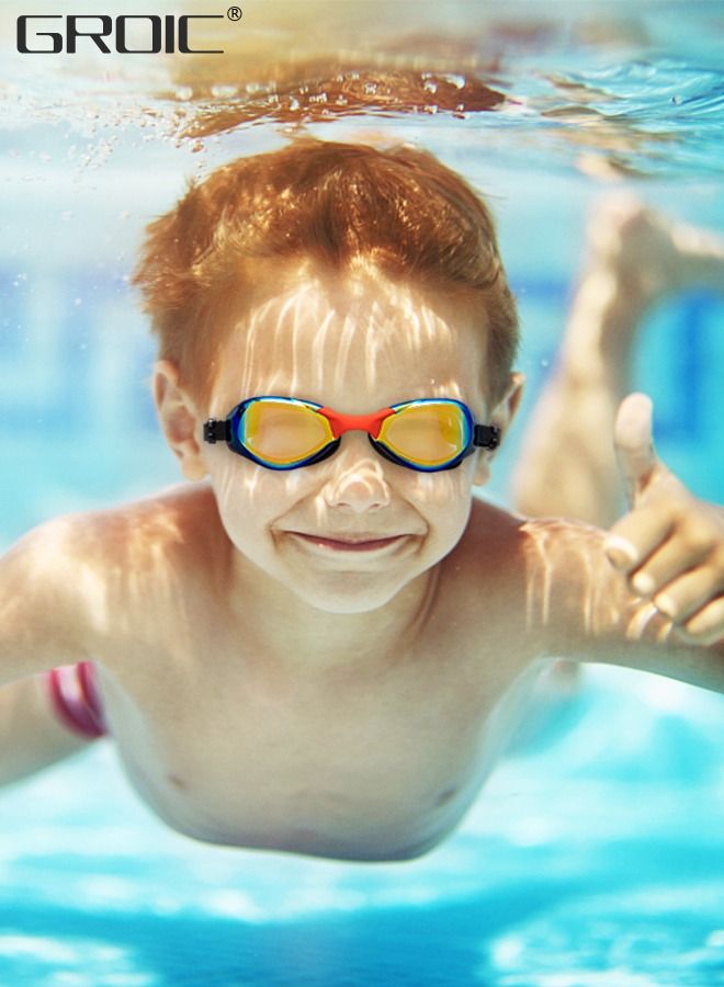 5-PCs Adults Swim Set Including Swim Goggles, Swimming Caps, Ear Plug, Nose Clip and Storage Box, Anti Fog Swim Goggles with Silicone Nose Clip Ear Plugs No Leaking for Adults