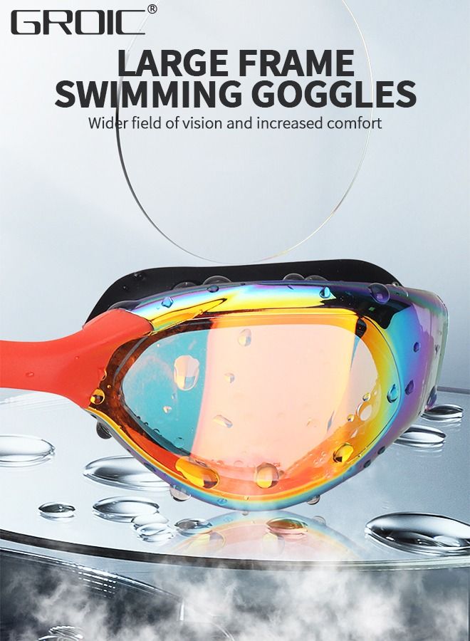 5-PCs Adults Swim Set Including Swim Goggles, Swimming Caps, Ear Plug, Nose Clip and Storage Box, Anti Fog Swim Goggles with Silicone Nose Clip Ear Plugs No Leaking for Adults