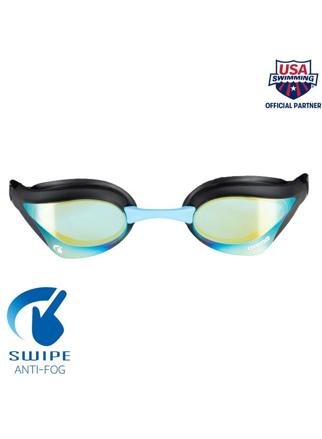 Unisex Cobra Core Swipe Antifog Racing Swim Goggles For Men And Women Polycarbonate Mirror Lens, Aqua;Black