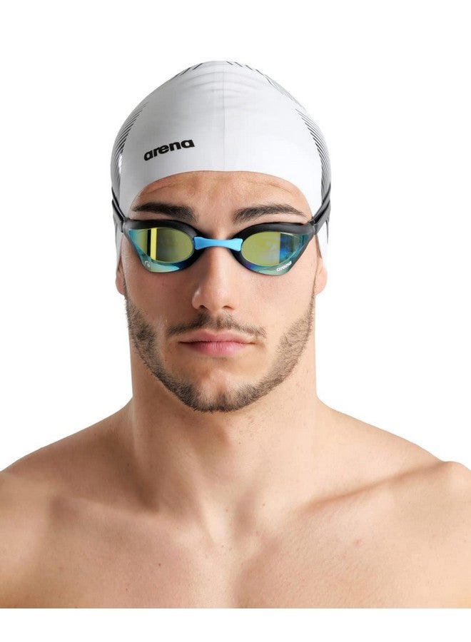 Unisex Cobra Core Swipe Antifog Racing Swim Goggles For Men And Women Polycarbonate Mirror Lens, Aqua;Black