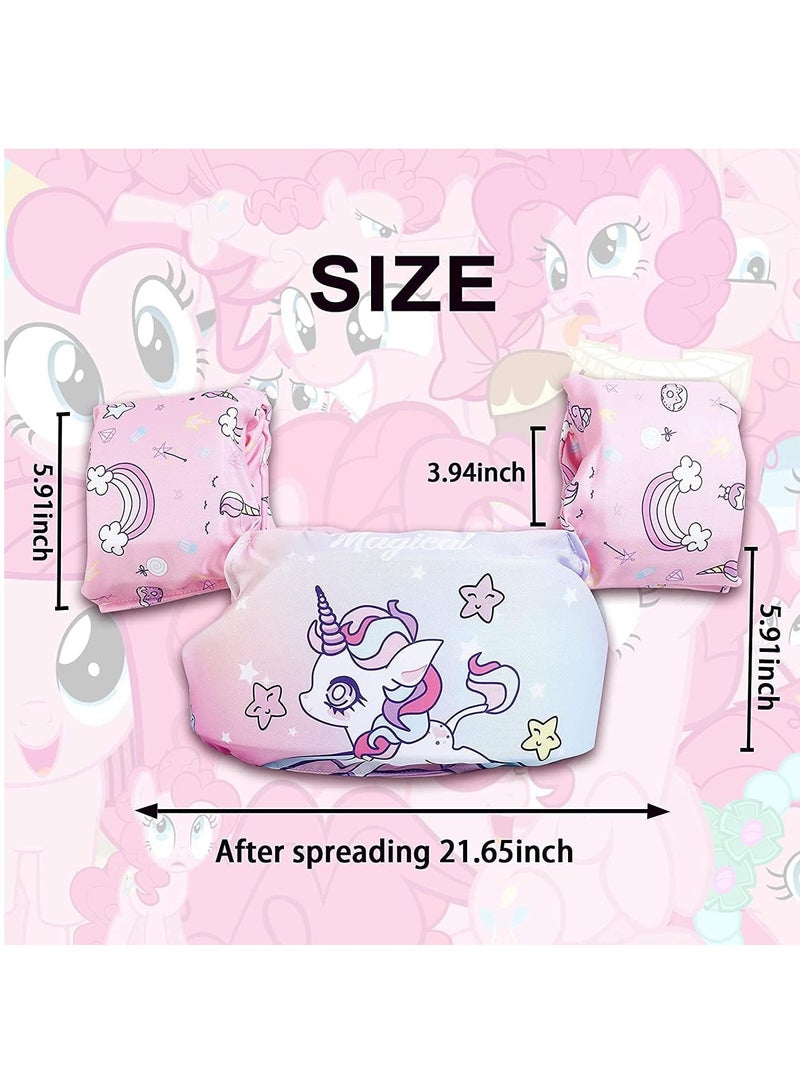 Kids Swim Vest Toddler Floaties for 30-55lbs/2-6 Year Old Girls and Boys Swimming Arm Band Pool Float Jacket with Water Wings and Shoulder Strap for Children Learn to Swim Aid (Unicorn)