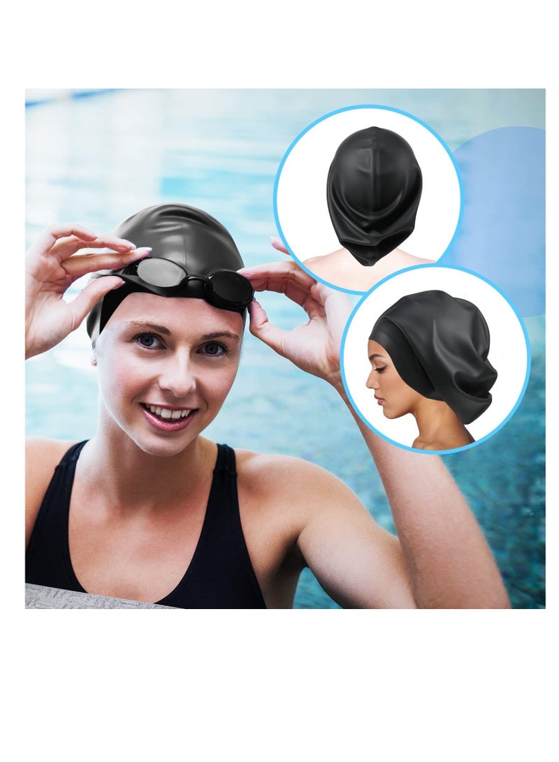 Silicone Swim Cap for Women Men Extra Large Special Design Swimming Cap Waterproof Bathing Cap Swim Hat for Very Long Hair Braids Thick Curly Hair Keep Your Hair Dry