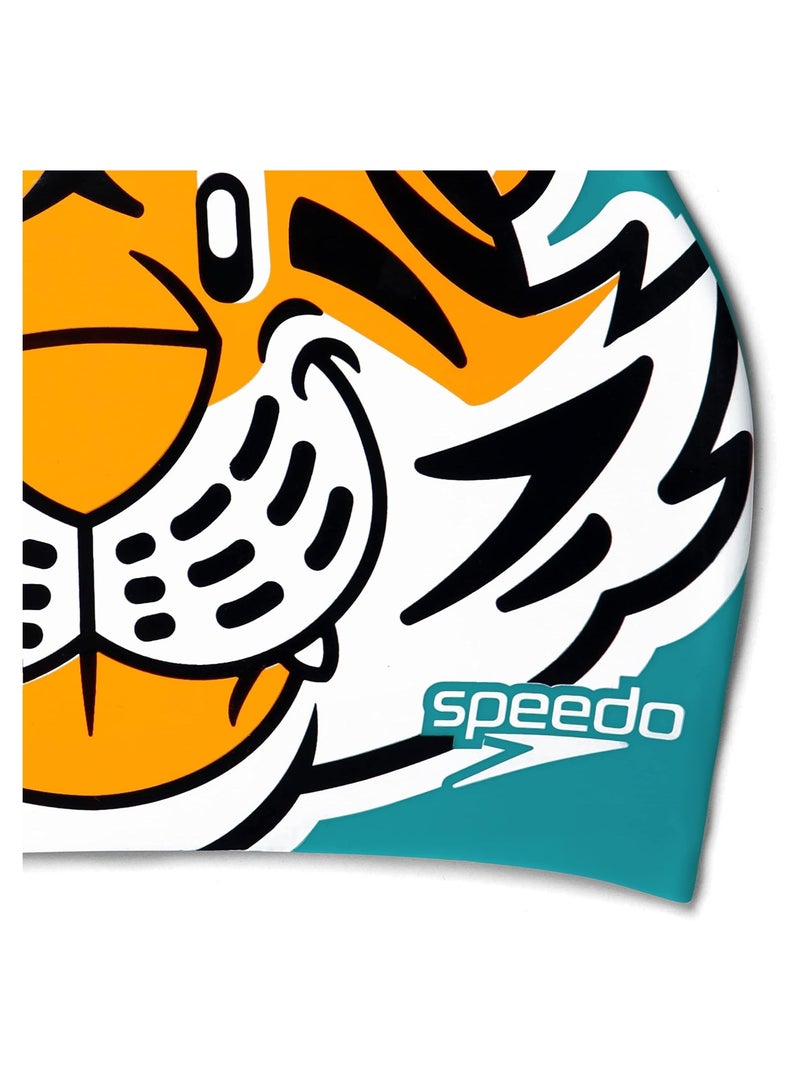 Printed Character Silicone Swimming Cap Junior