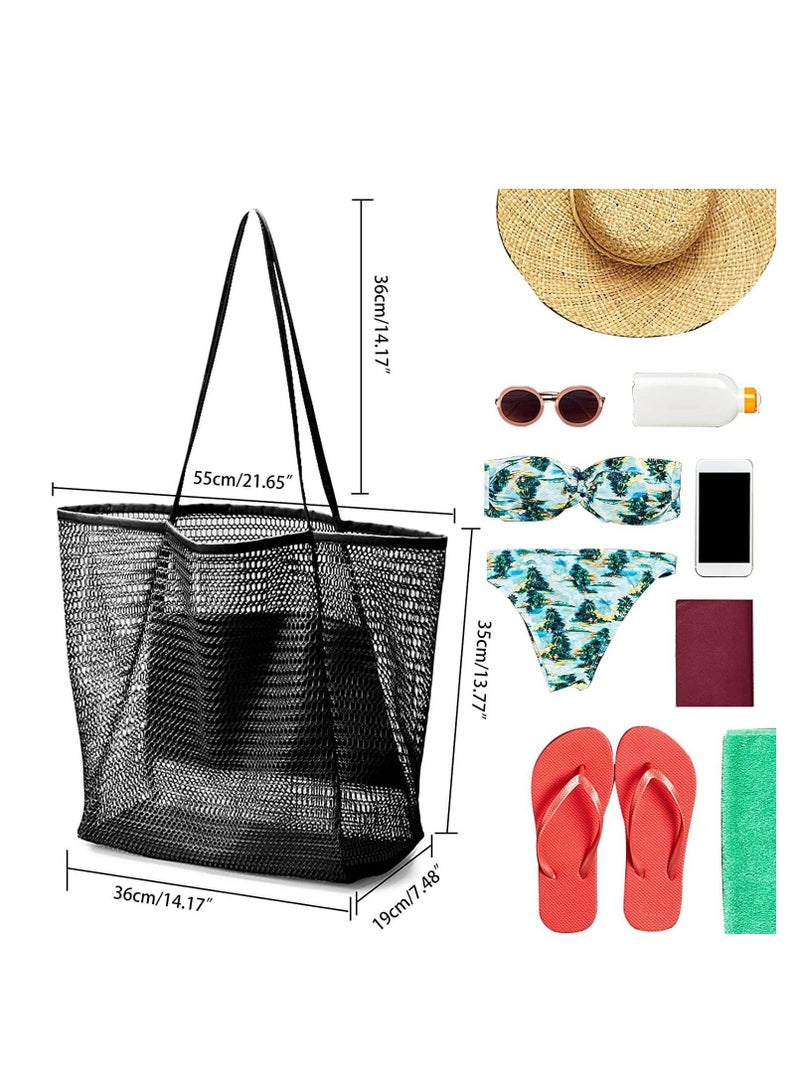 Tote Bag Large Summer Beach Bag, Mesh for Ladies and Girls, Shopping Reusable, Casual Shoulder with Zipper Inner Pocket Travel Daily Pool Gym Picnic, Lightweight Grocery