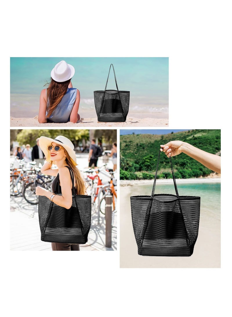 Tote Bag Large Summer Beach Bag, Mesh for Ladies and Girls, Shopping Reusable, Casual Shoulder with Zipper Inner Pocket Travel Daily Pool Gym Picnic, Lightweight Grocery