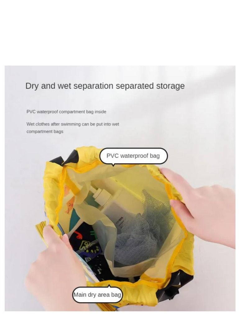 Children's Dry and Wet Separation children's swimming bag, beach bag, sports fitness bag,  Portable Drawstring Backpack Waterproof Gym Sports Pool Beach Gear