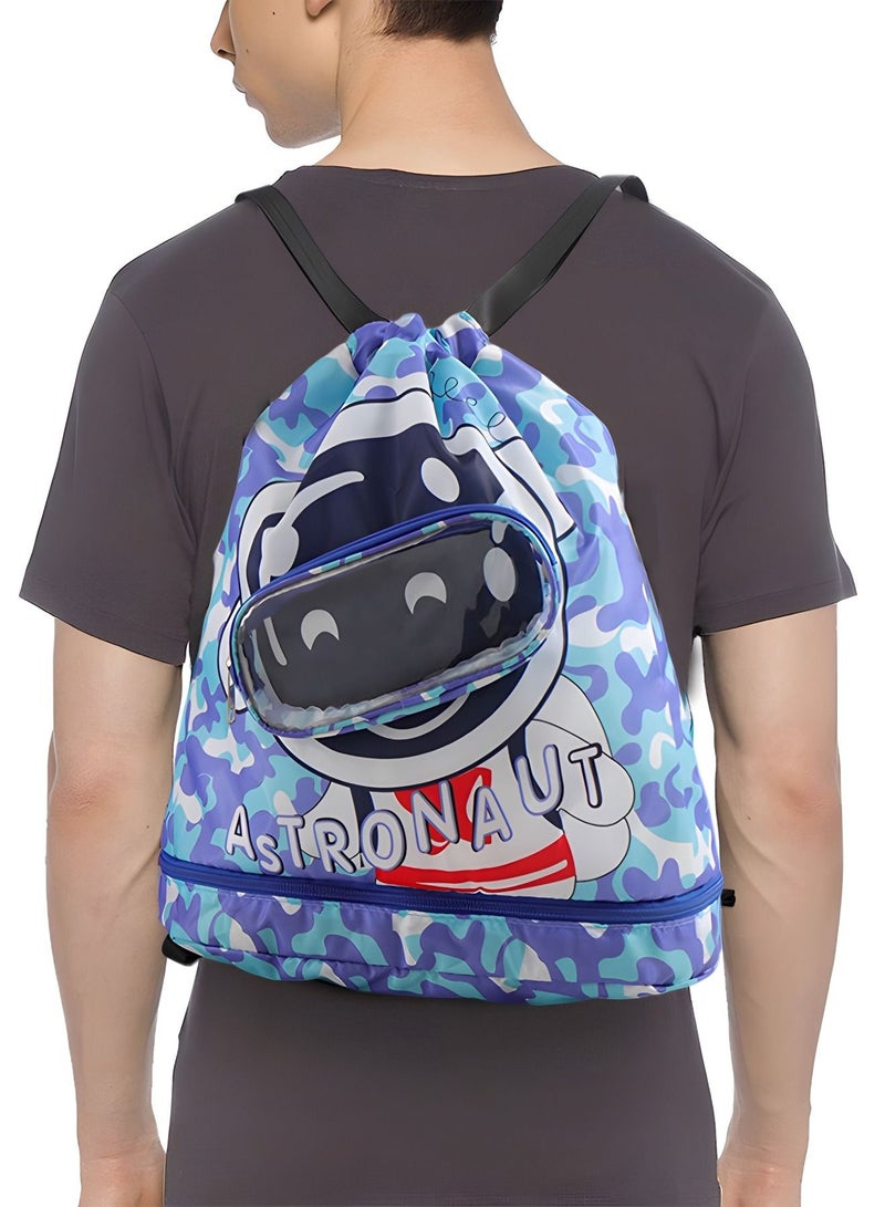 Swimming Backpack for Kids,Kids Swim Cap with Swimming Goggles Nose Clip Earplug and Storage Bag,Children's Swimming Suit