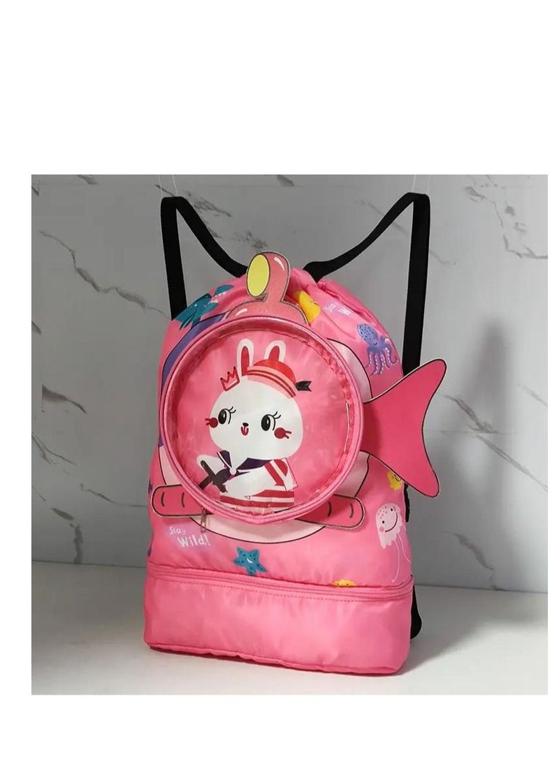 Children's Dry and Wet Separation Children's Swimming Bag, Beach Bag, Sports Fitness Bag, Portable Drawstring Backpack Waterproof Gym Sports Pool Beach Gear