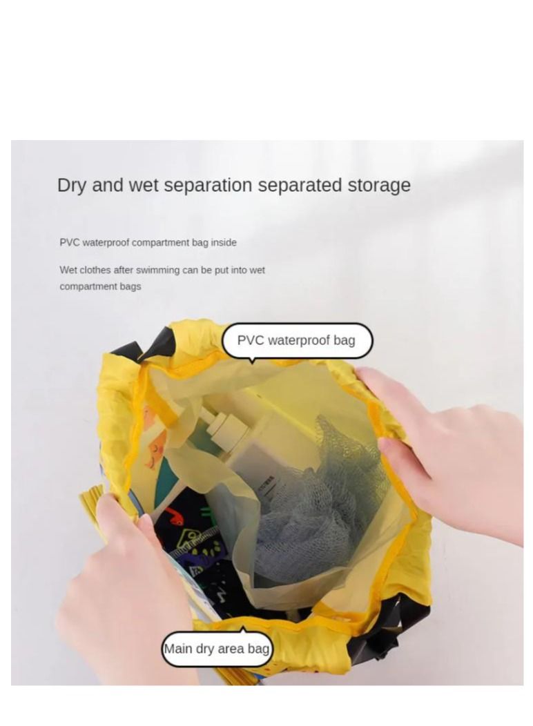 Children's Dry and Wet Separation Children's Swimming Bag, Beach Bag, Sports Fitness Bag, Portable Drawstring Backpack Waterproof Gym Sports Pool Beach Gear