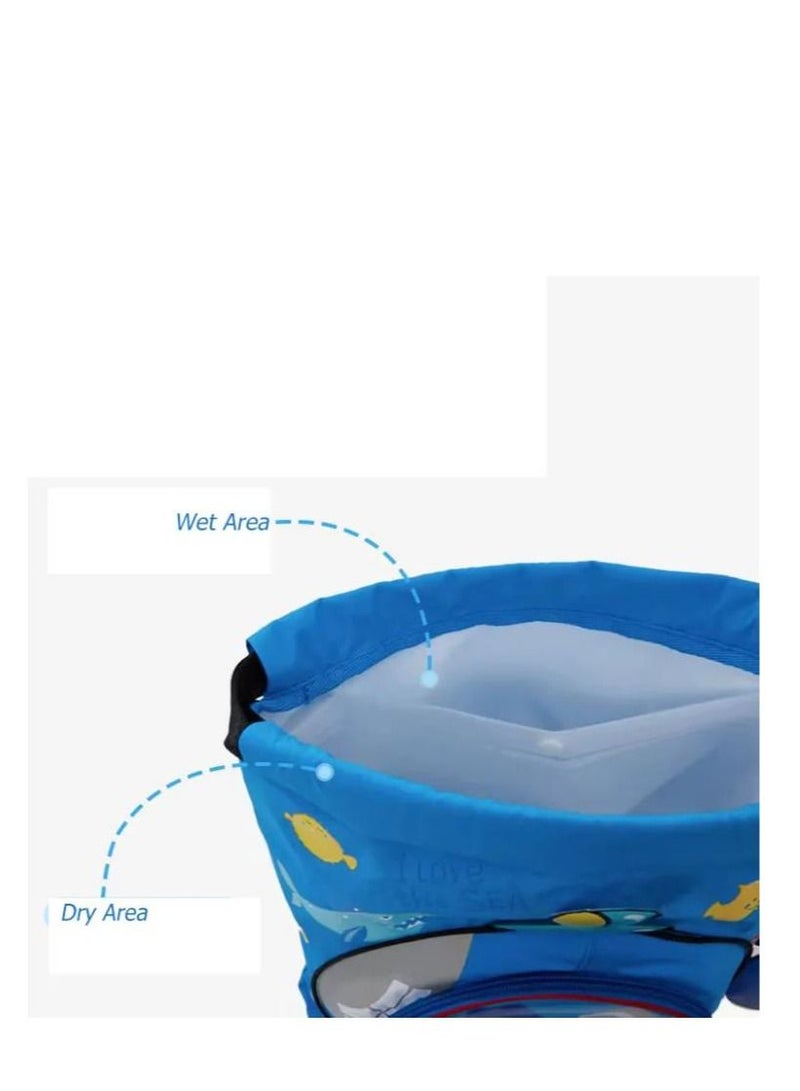 Children's Dry and Wet Separation Swimming Bag Portable Drawstring Backpack Waterproof Gym Sports Pool Beach Gear