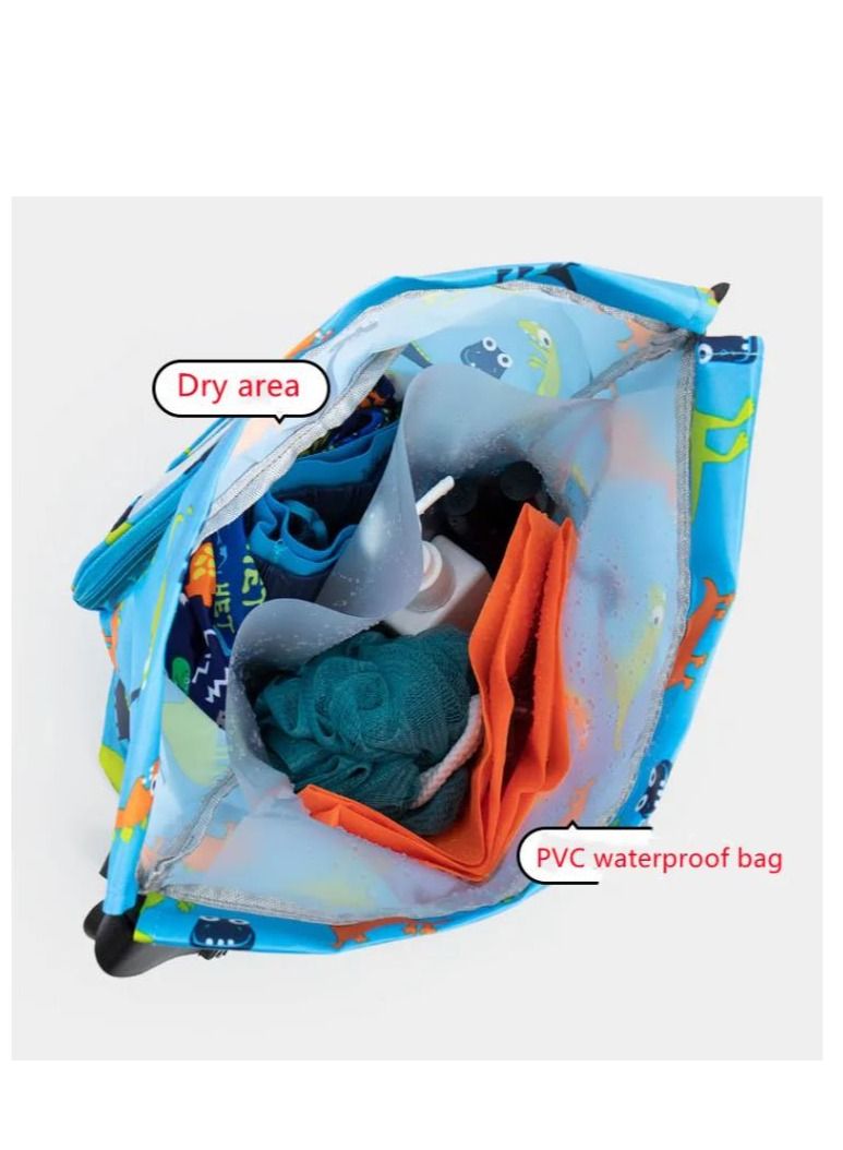 Children's Dry and Wet Separation Swimming Bag Portable Drawstring Backpack Waterproof Gym Sports Pool Beach Gear