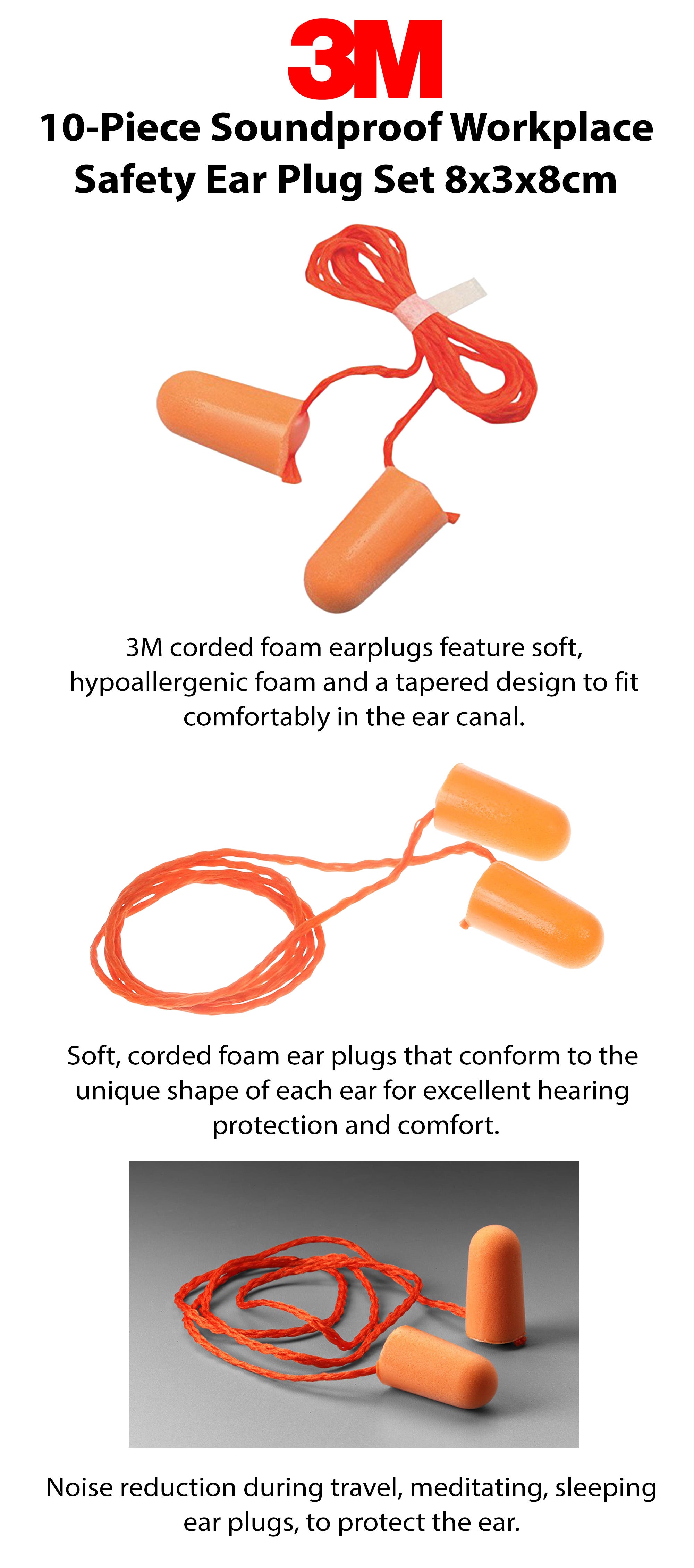 10-Piece Soundproof Workplace Safety Ear Plug Set 8x3x8cm