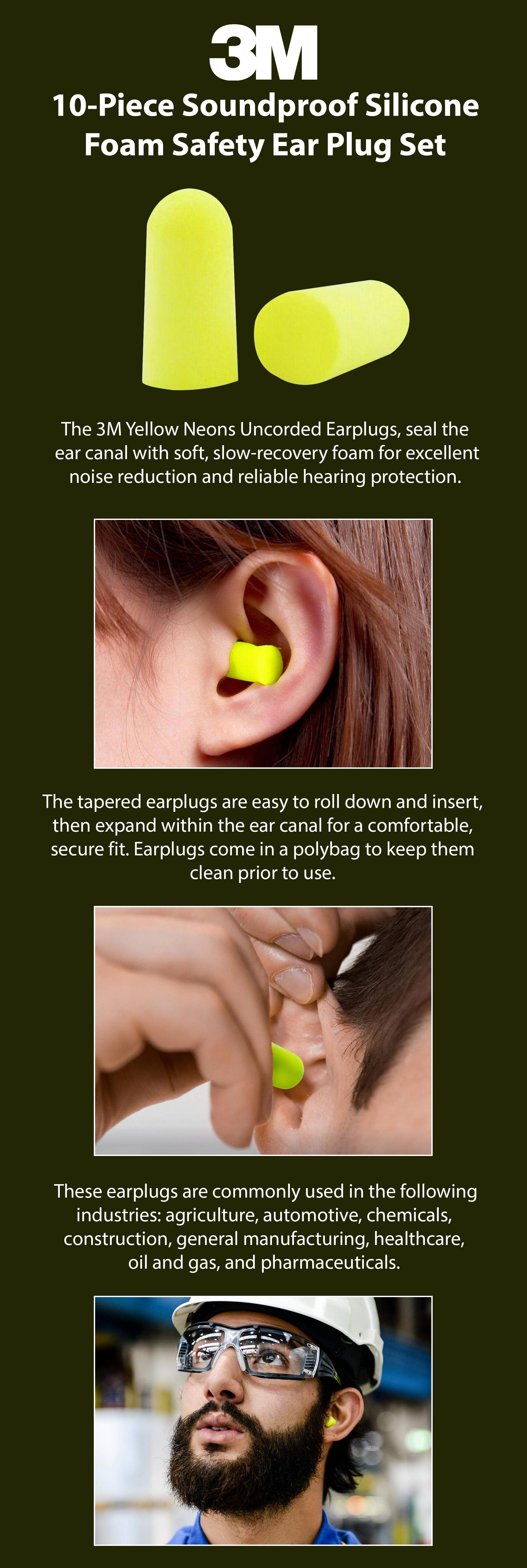 10-Piece Soundproof Silicone Foam Safety Ear Plug Set 15grams