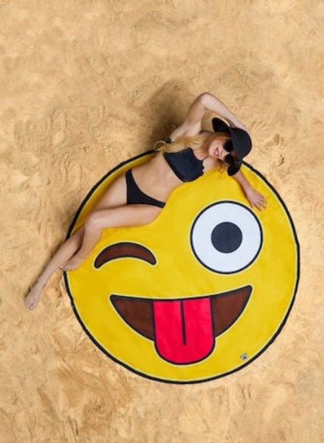 Smiling Face Printed Beach Towel 150x150cm