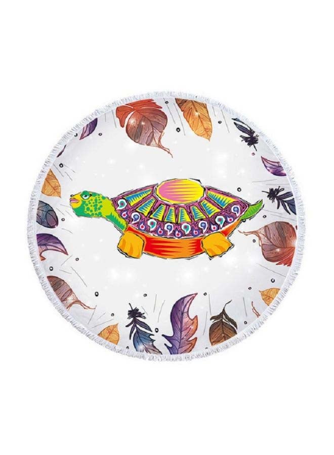 Animal Pattern Round Superfine Fiber Beach Towel With Tassel 22x2x22cm