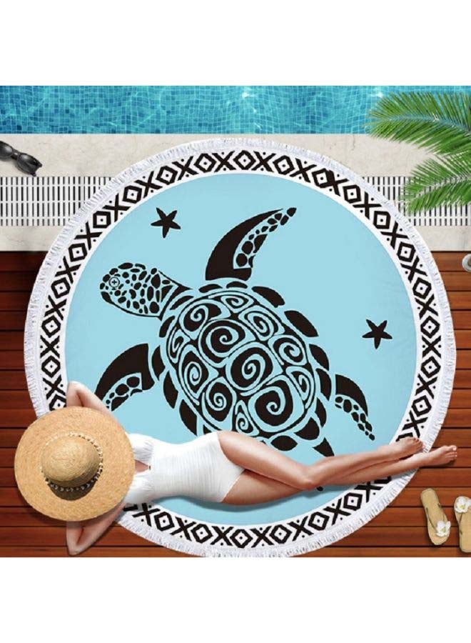 Animal Pattern Round Superfine Fiber Beach Towel With Tassel 22x2x22cm