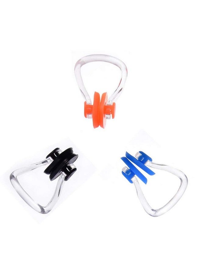 Royee 3 Pcs Swimming Nose Clips Waterproof Soft Comfortable Silica Gel Nose Plugs For Swim Training Swimming Beginner Learner Athletic Adult Kids Children (Black, Blue, Orange)