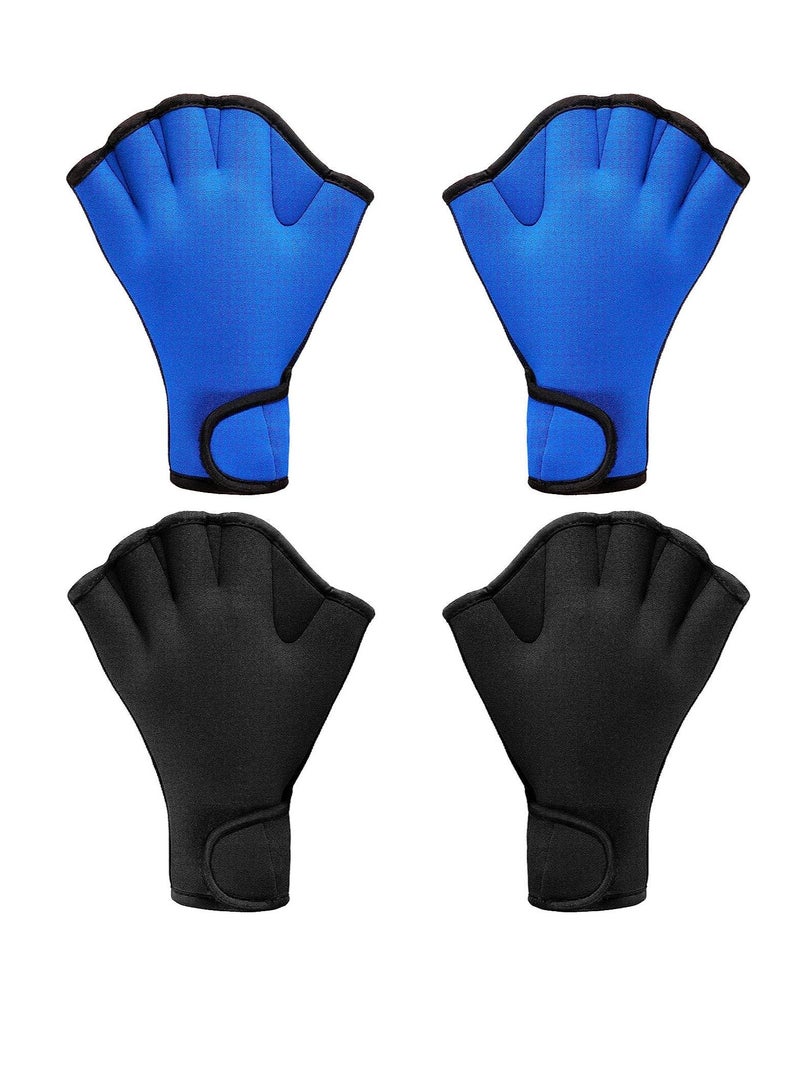 Swimming Gloves, 2 Pairs Aquatic Swim Training Gloves Neoprene Gloves, Fitness Water Resistance Webbed Gloves Water Aerobic Equipment for Swimming Diving Exercise Training