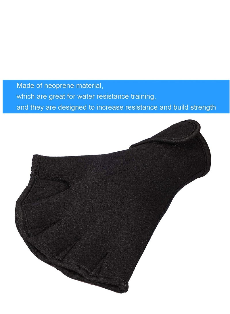 Swimming Gloves, 2 Pairs Aquatic Swim Training Gloves Neoprene Gloves, Fitness Water Resistance Webbed Gloves Water Aerobic Equipment for Swimming Diving Exercise Training