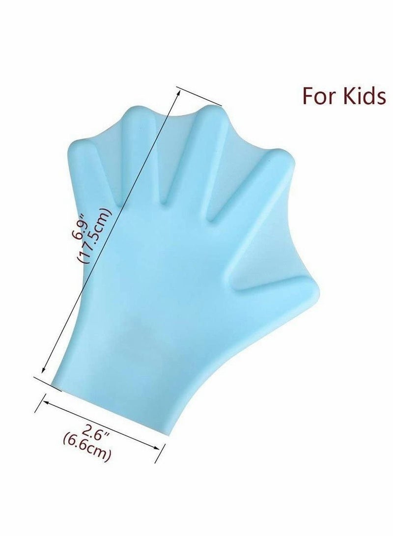 Silicone Webbed Swimming Gloves Aqua Fit Swim Training Web for Swimming,Closed Full Finger Water Unisex Kids - 2PCS