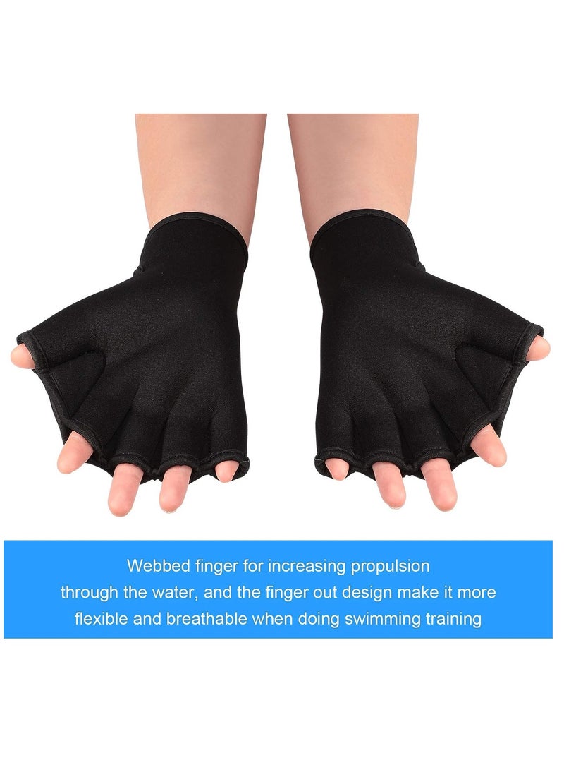 Swimming Gloves, 2 Pairs Aquatic Swim Training Gloves Neoprene Gloves, Fitness Water Resistance Webbed Gloves Water Aerobic Equipment for Swimming Diving Exercise Training