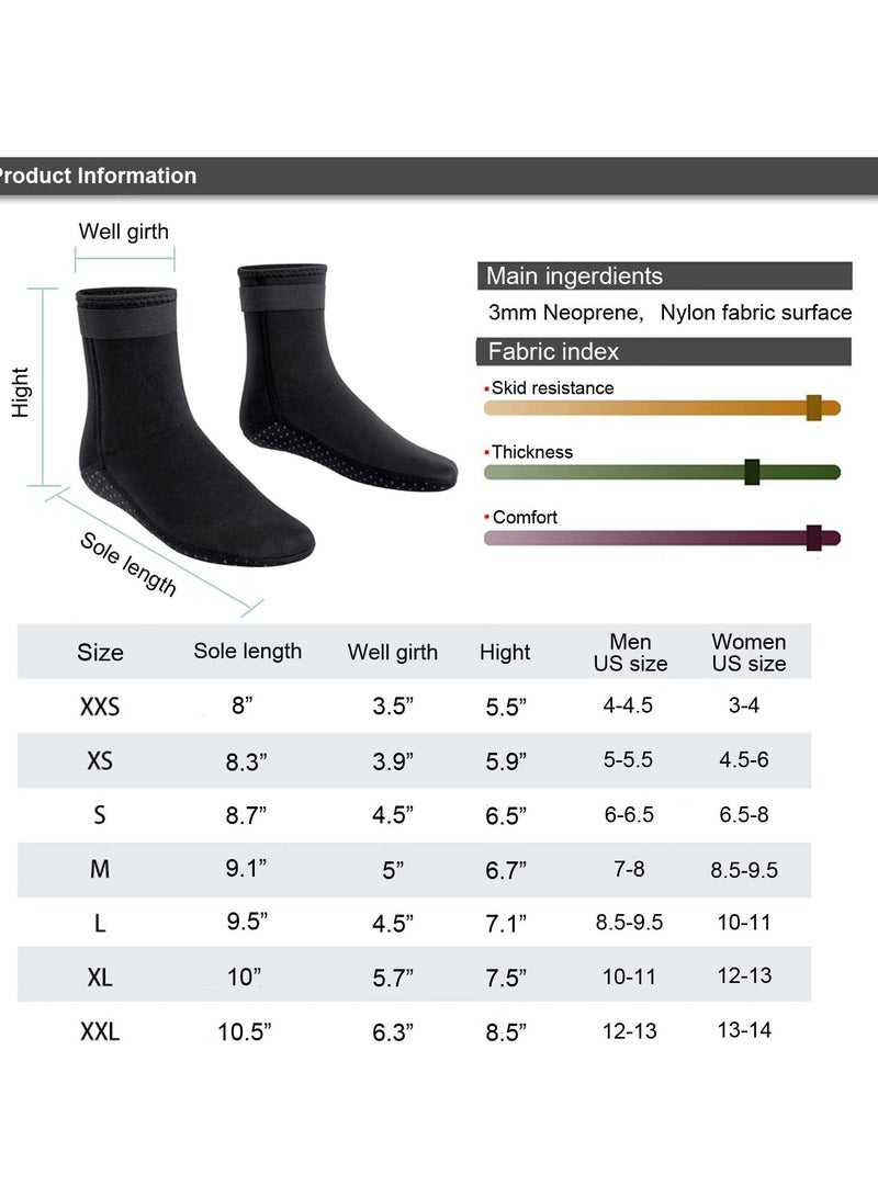 3mm Neoprene Diving Socks, Surf Booties Dive Booties Dive Boots, Sand Socks for Beach Volleyball, Fin Socks Bitch Socks, Canoeing and More Beach Water Sports, Water Socks for Women and Men（L）