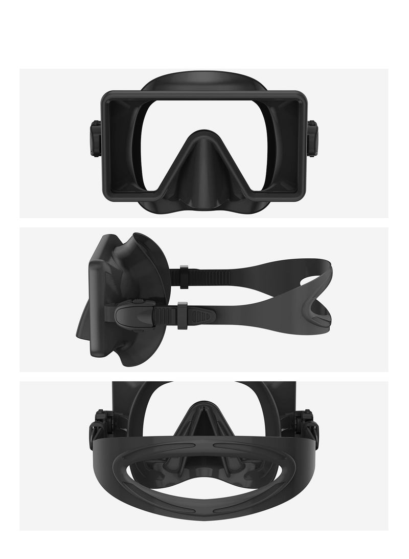 Snorkel Mask Anti-Fog Anti Leakage Panoramic Diving Mask Tempered Glass Shatterproof Swim Mask Anti-Glare Scuba Swim Goggles for Adults and Teenager